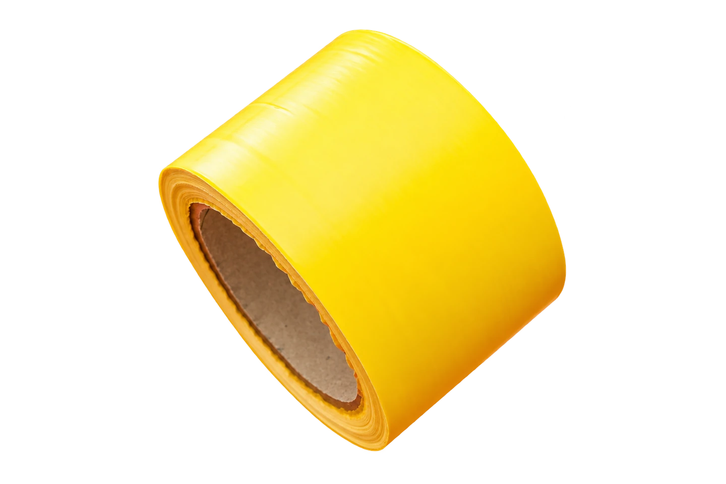 Plain yellow warning tape wound on a cardboard core